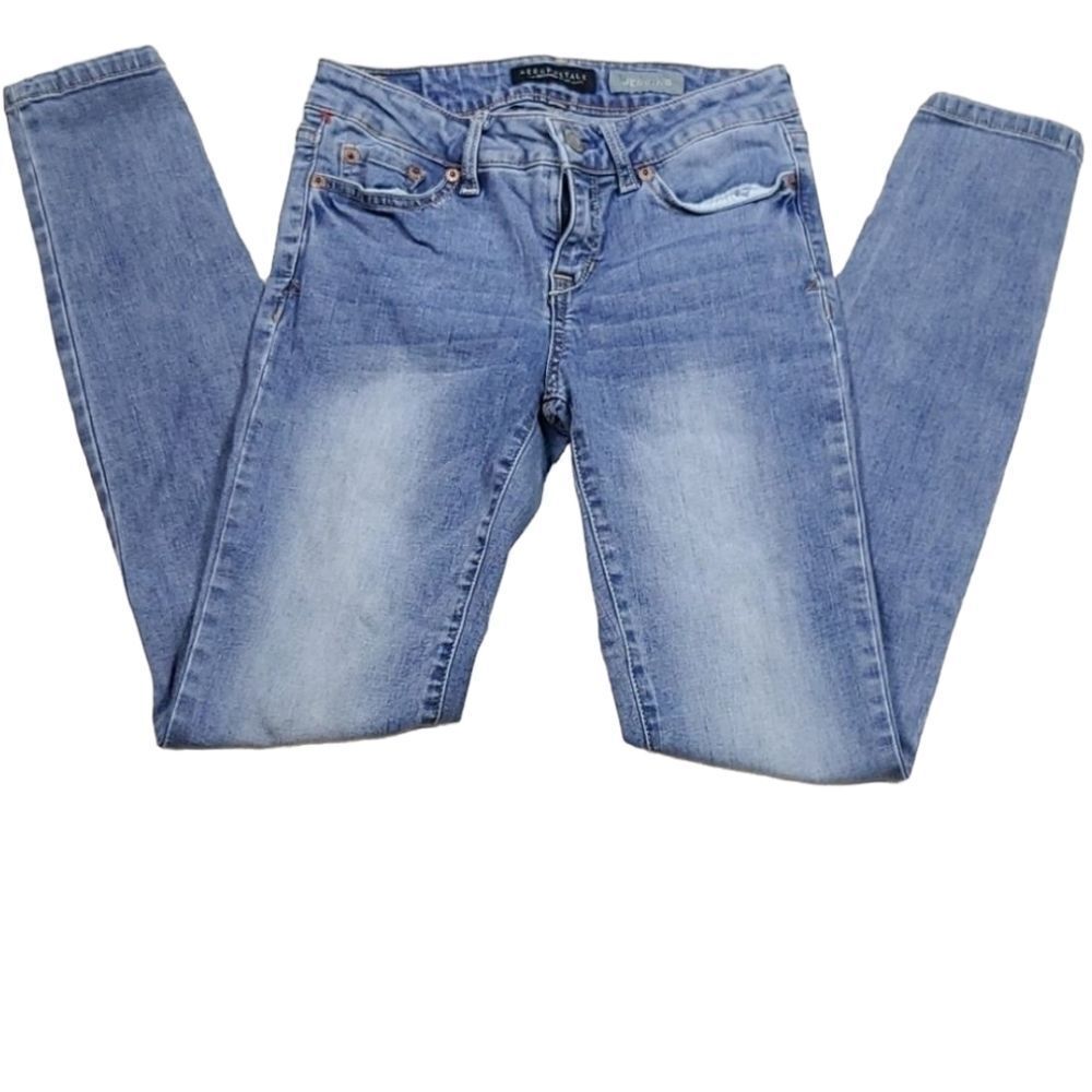 Aeropostale Jegging Jeans Light Wash Skinny Ankle Stretch Denim Size 2 Y2K Chic - Picture 4 of 8